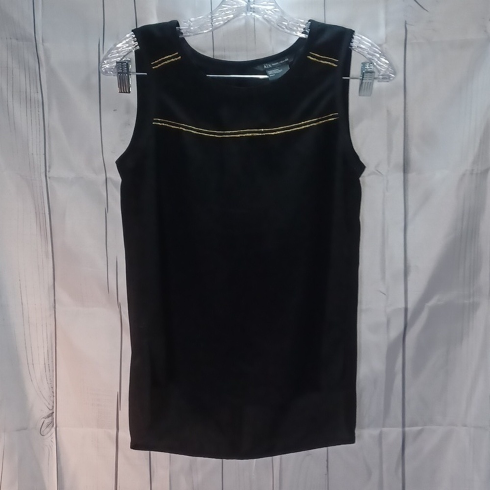 Armani exchange black sleeveless minimalist mod top